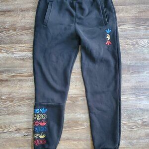 Youth Adidas Black Fleece Tapered Jogger Drawstring Pants Size 11/12 Medium